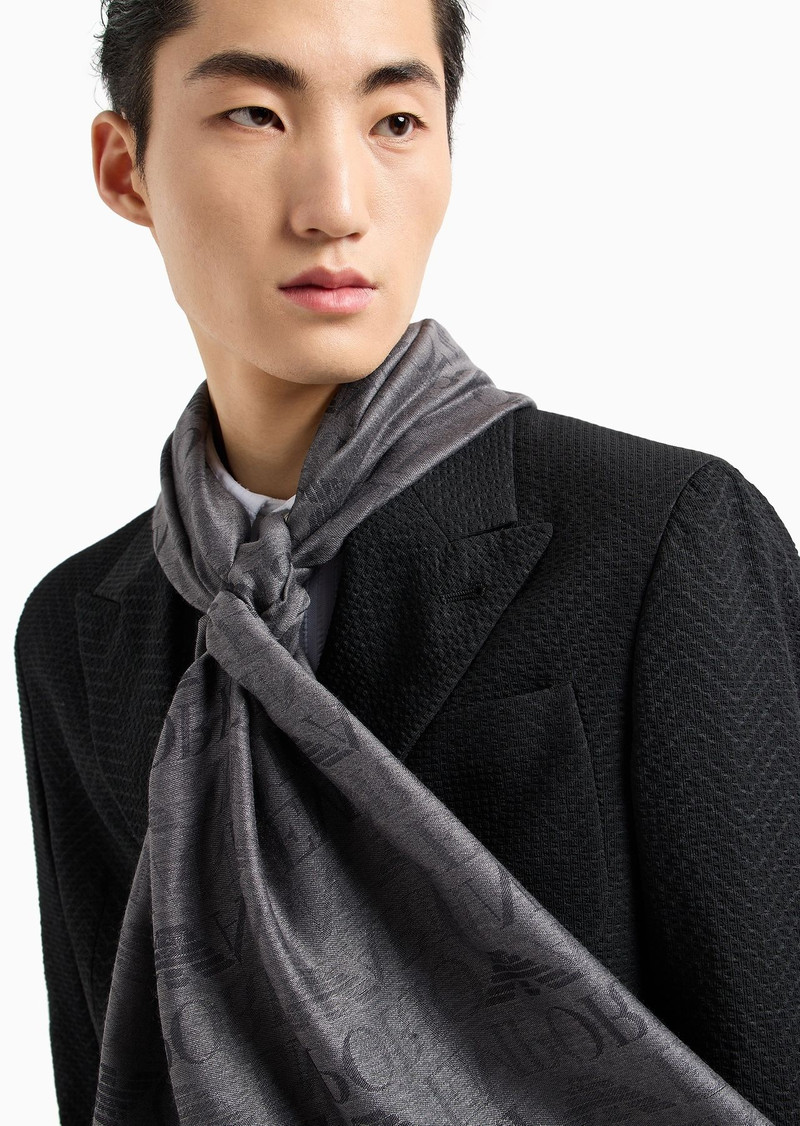 Brushed-fabric scarf with all-over lettering 3