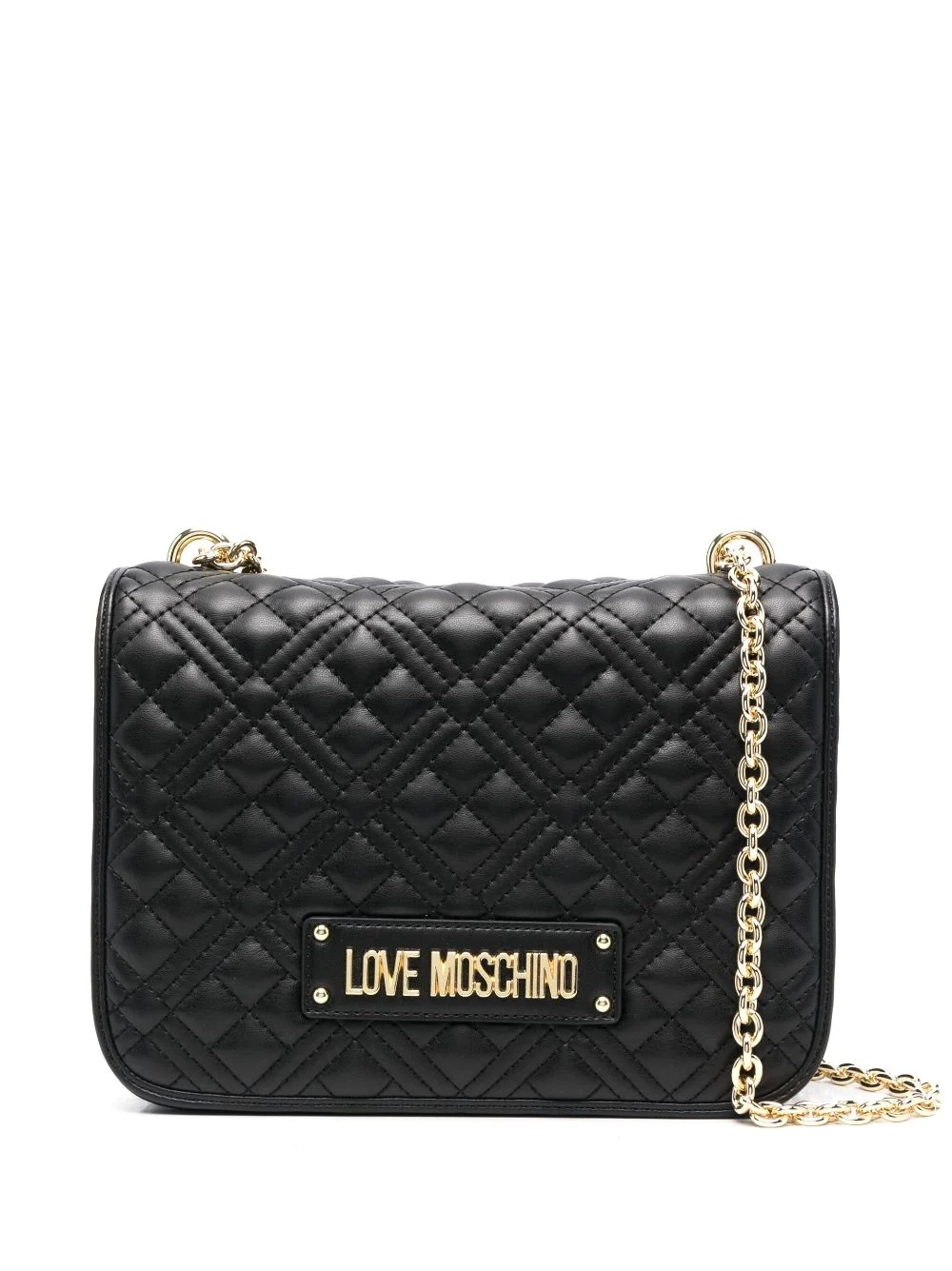 logo plaque quilted shoulder bag - 1