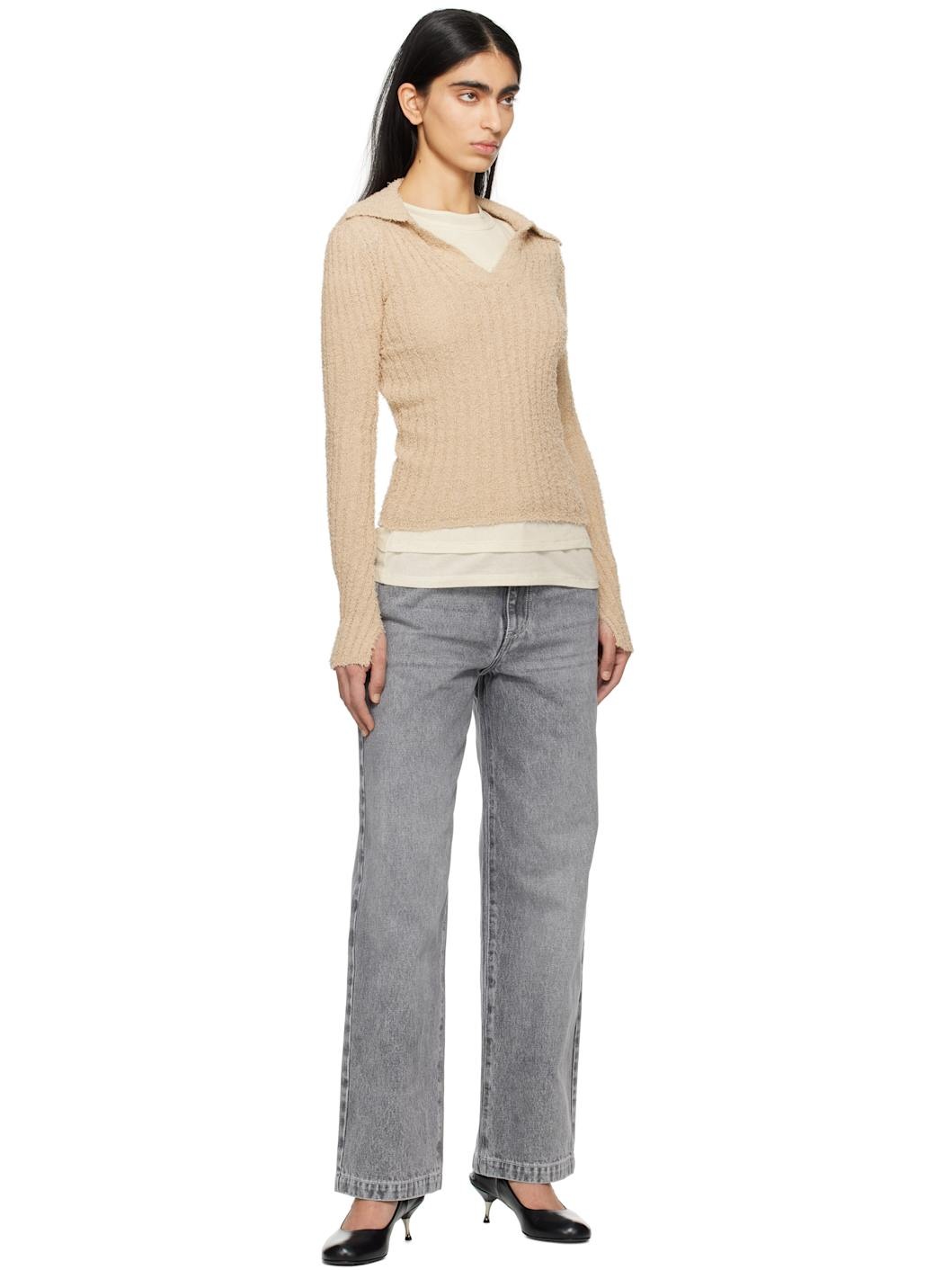 Beige Open Placket Polo - 4