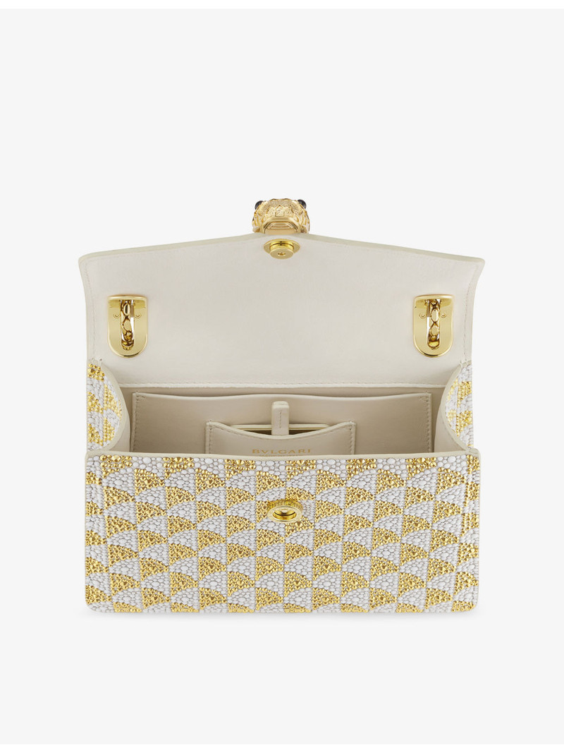 BVLGARI Serpenti Forever Day-to-Night Small Crystal and Leather Shoulder Bag outlook