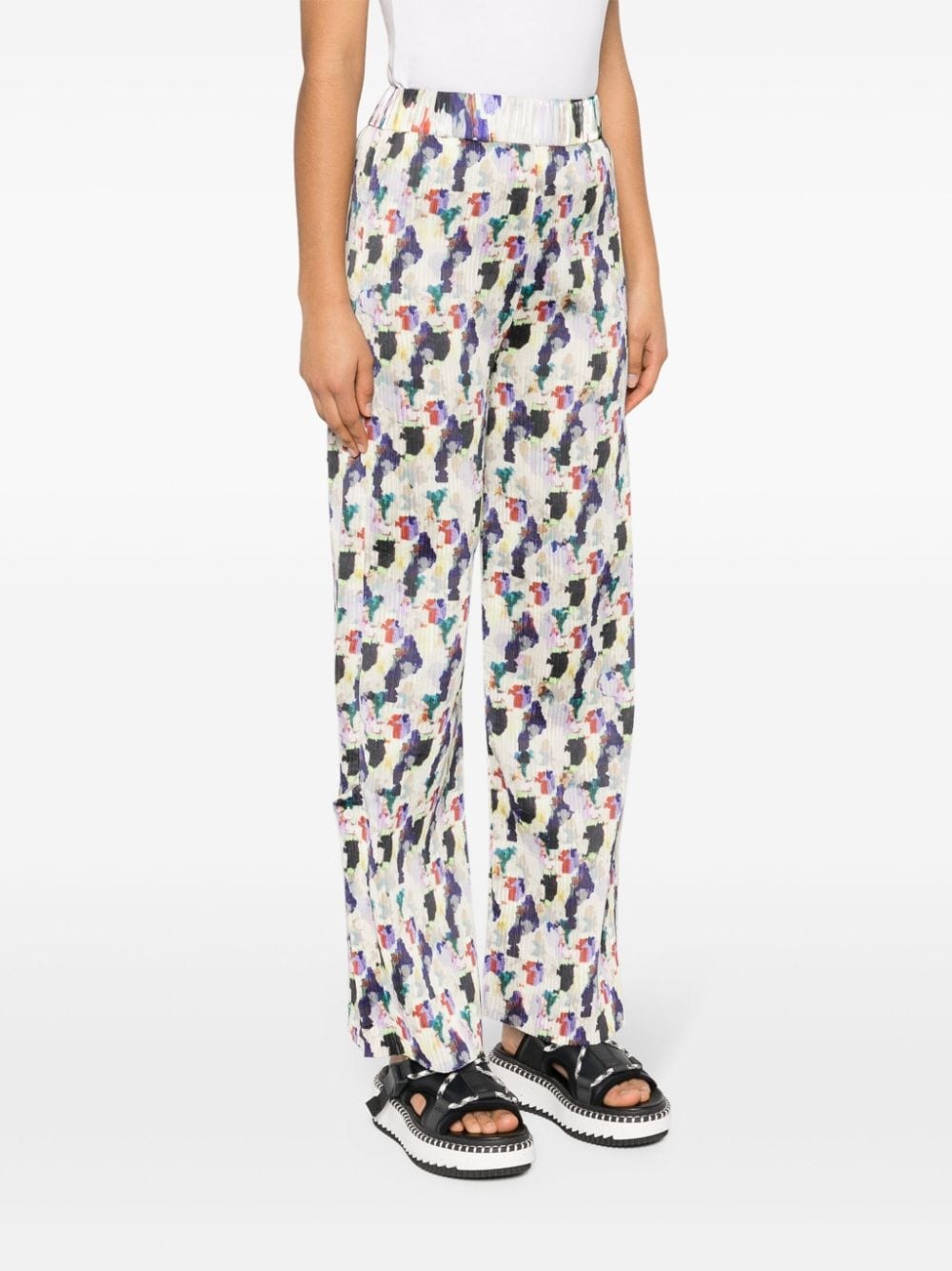 floral-print plissÃ© trousers - 3