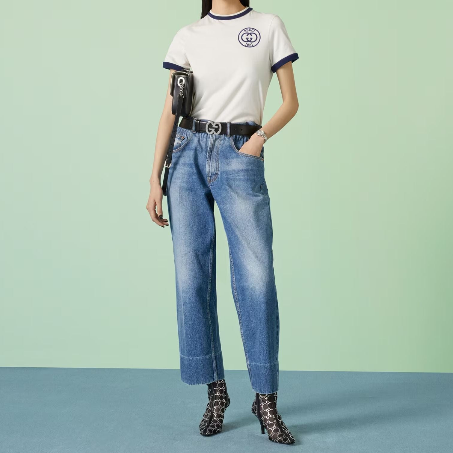(WMNS) Gucci Cotton jersey T-shirt with Gucci embroidery 'Off White' 756596-XJFV8-9088 - 2