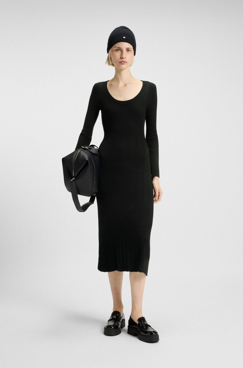 HUGO SLIM-FIT MIDI DRESS IN RIBBED CREPE FABRIC outlook