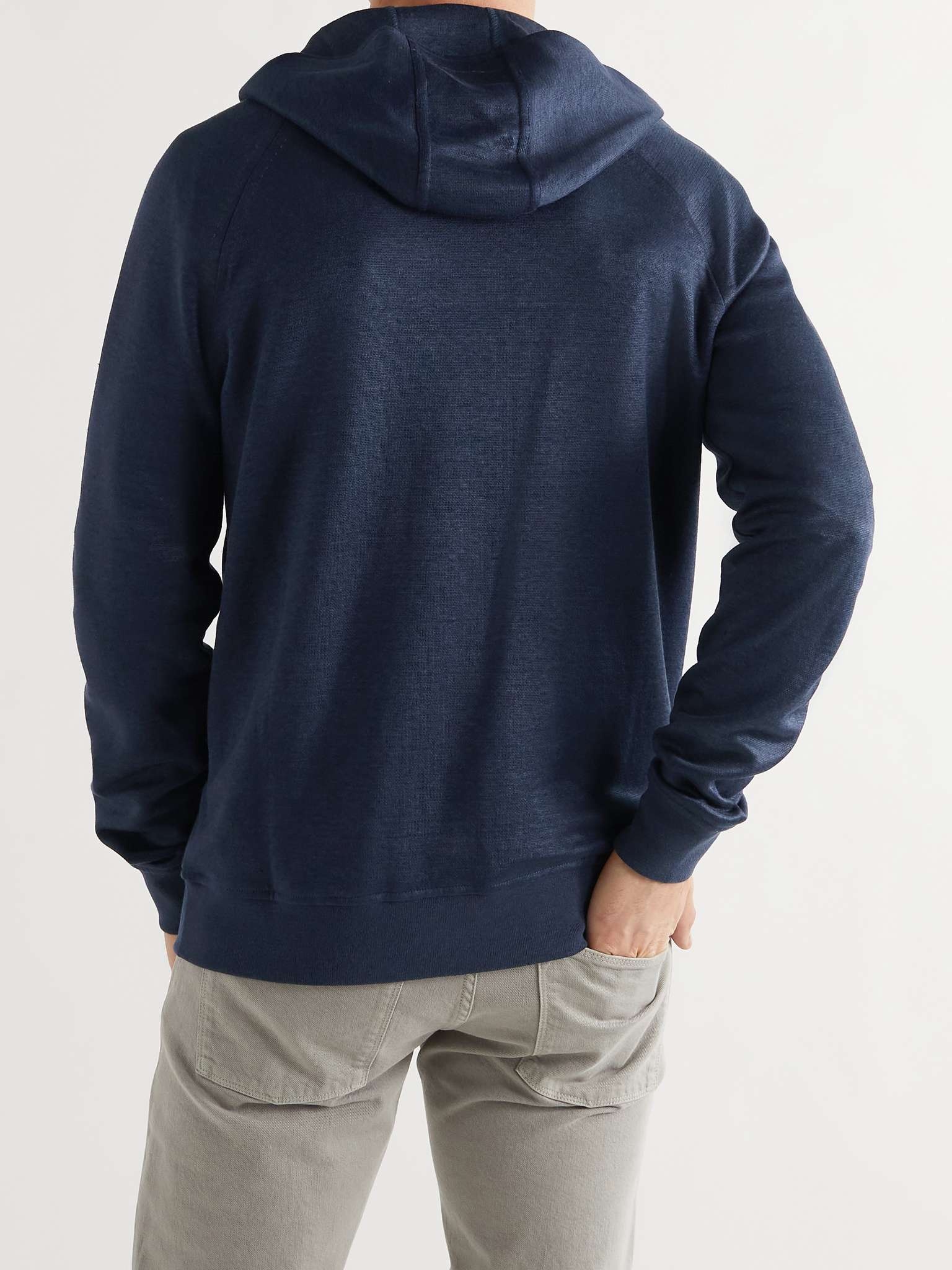 Linen-Blend Zip-Up Hoodie - 4