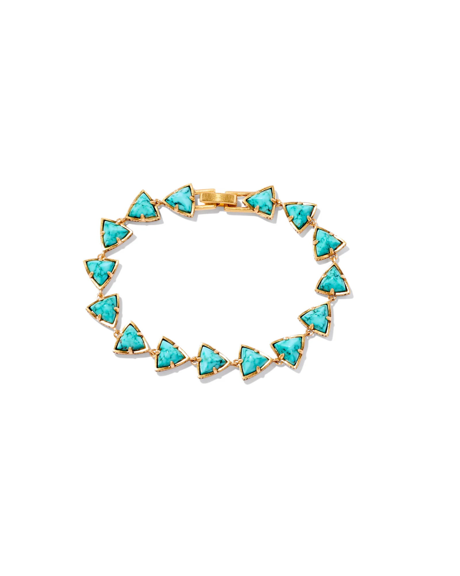 Robby Vintage Gold Link and Chain Bracelet in Variegated Turquoise Magnesite - 1