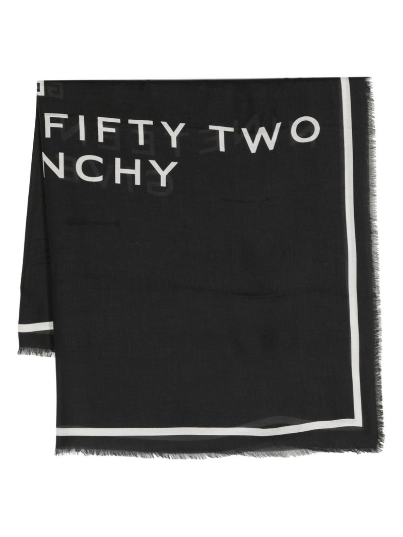 logo-print frayed scarf 1