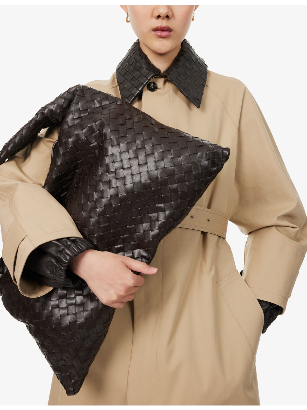 Intrecciato-weave medium leather hobo bag - 3