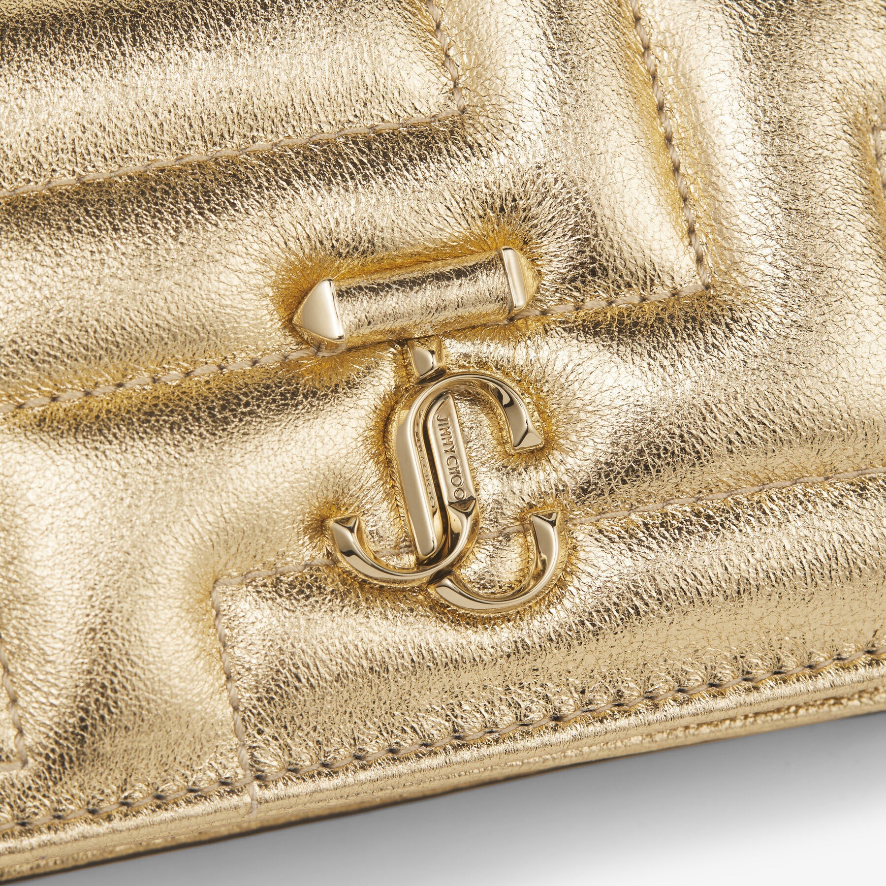 Hanne
Gold Quilted Metallic Nappa Leather Wallet with Light Gold JC Emblem - 4