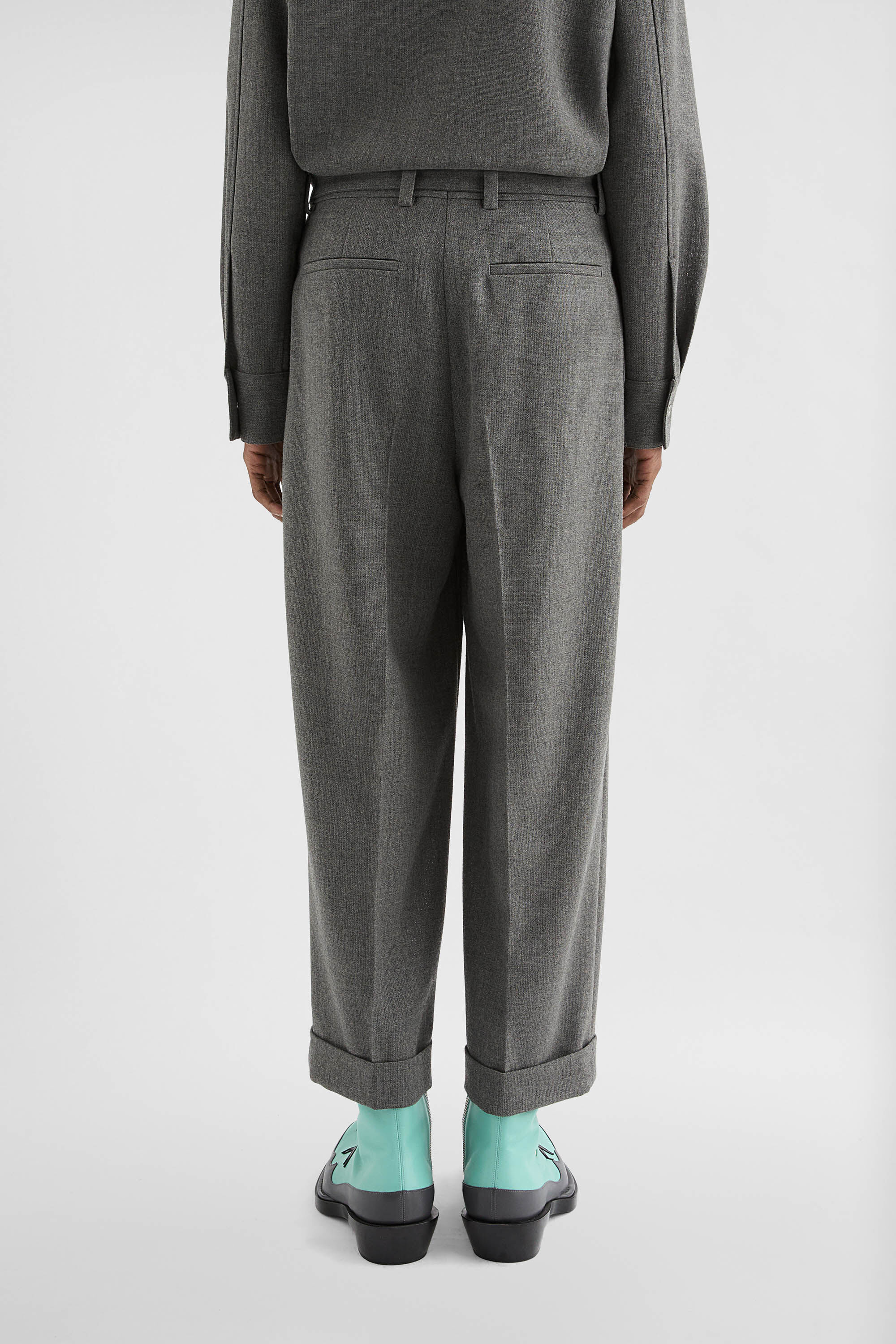 Wool Canvas Belted Trousers - 5