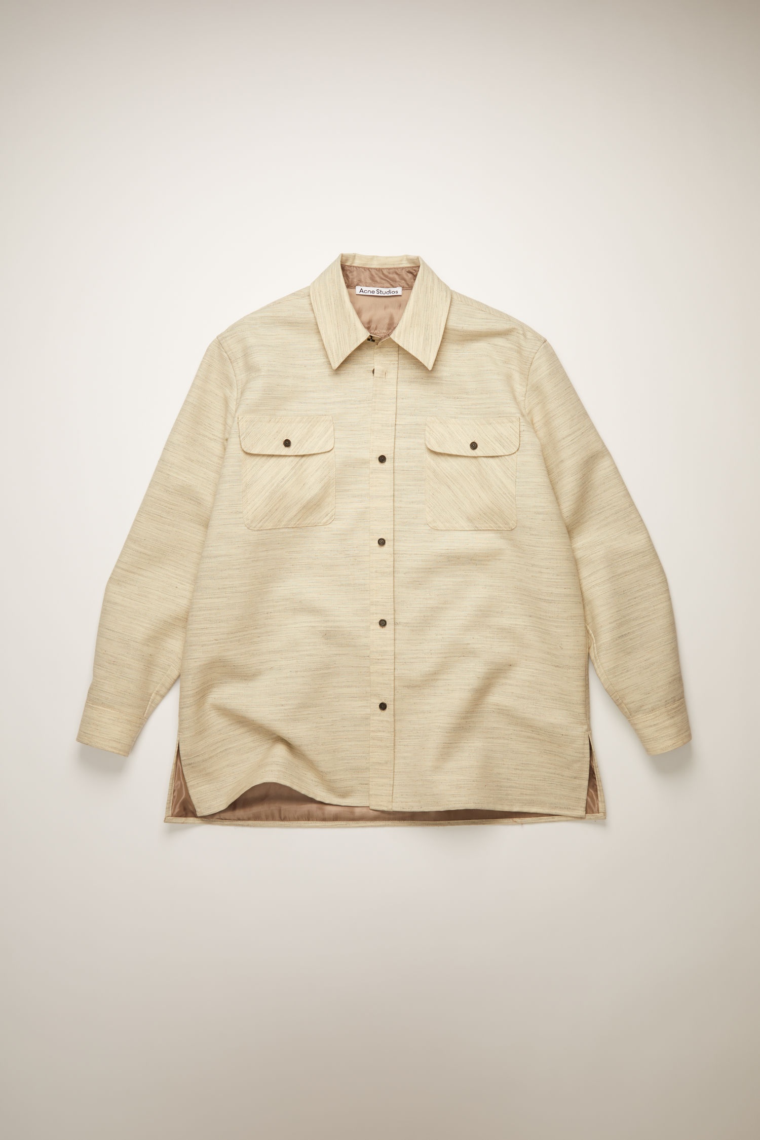 Melange wool-blend overshirt off white - 1