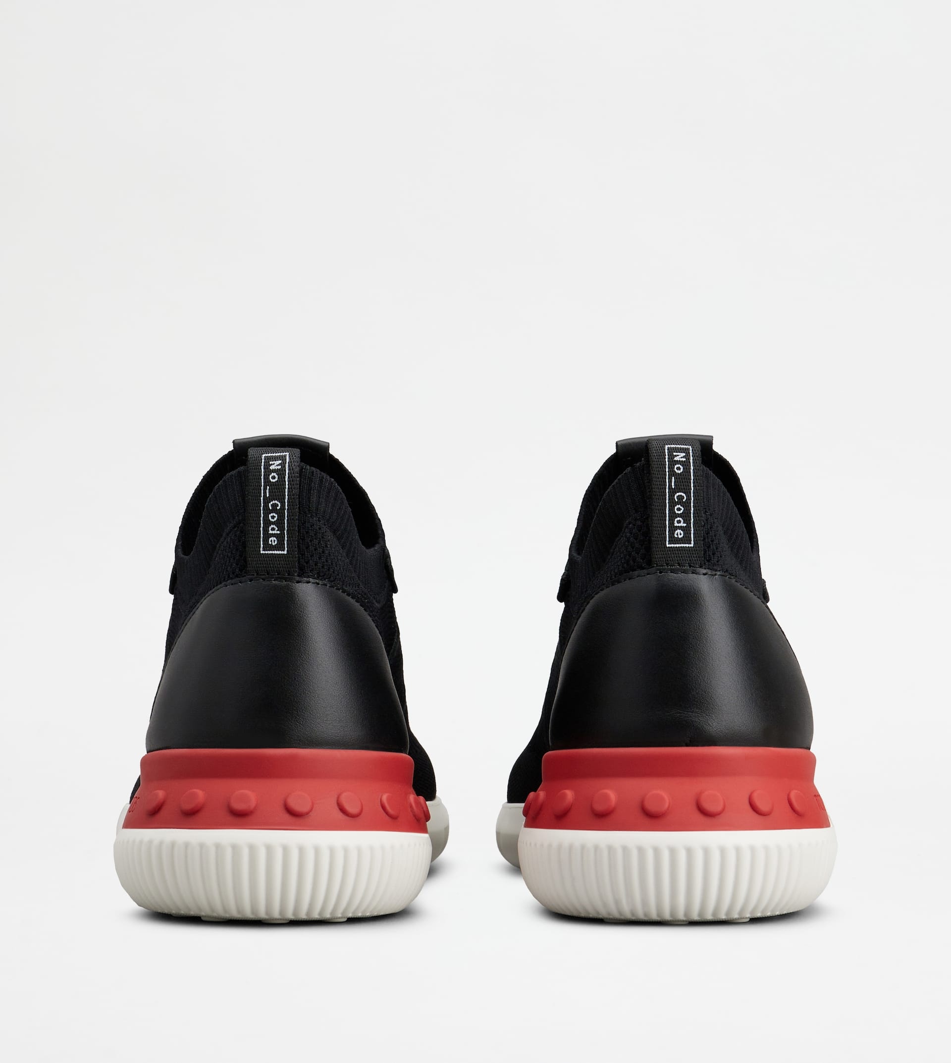 NO_CODE KNIT IN TECHNICAL FABRIC AND LEATHER - BLACK, RED, WHITE - 2
