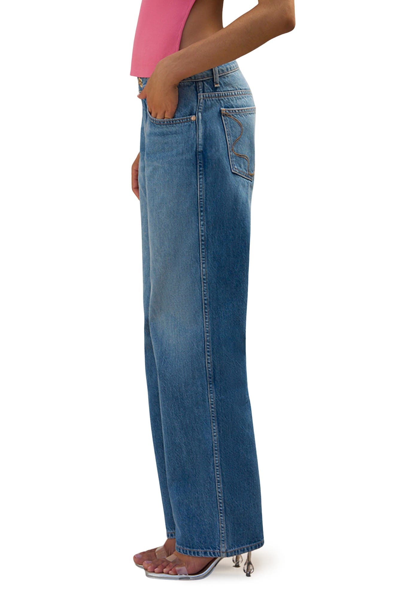 Cult Gaia Tamar Jeans in Medium Stone Wash at Nordstrom - 3