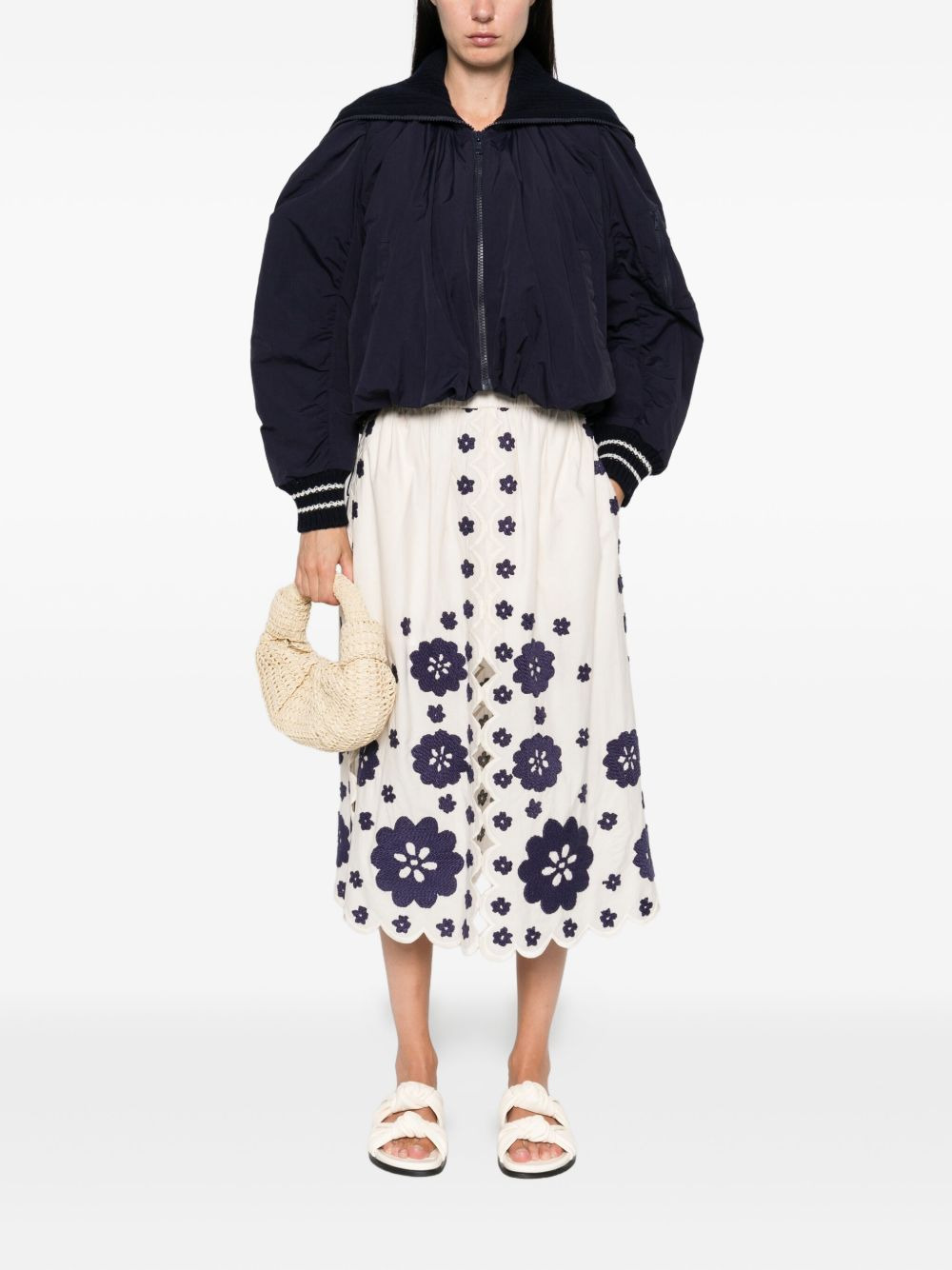 Catrine floral-embroidered midi skirt - 2