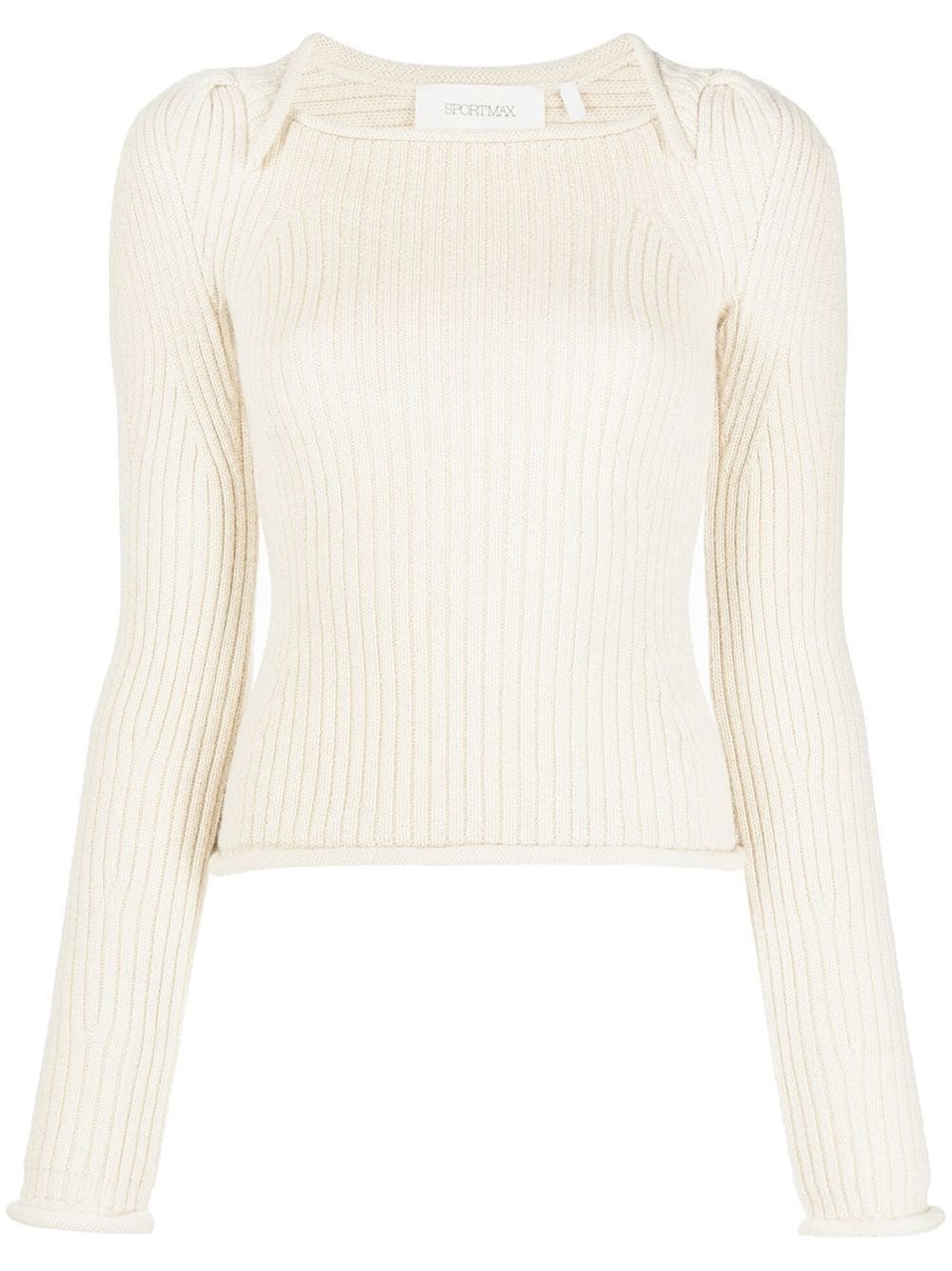 knitted square-neck jumper - 1