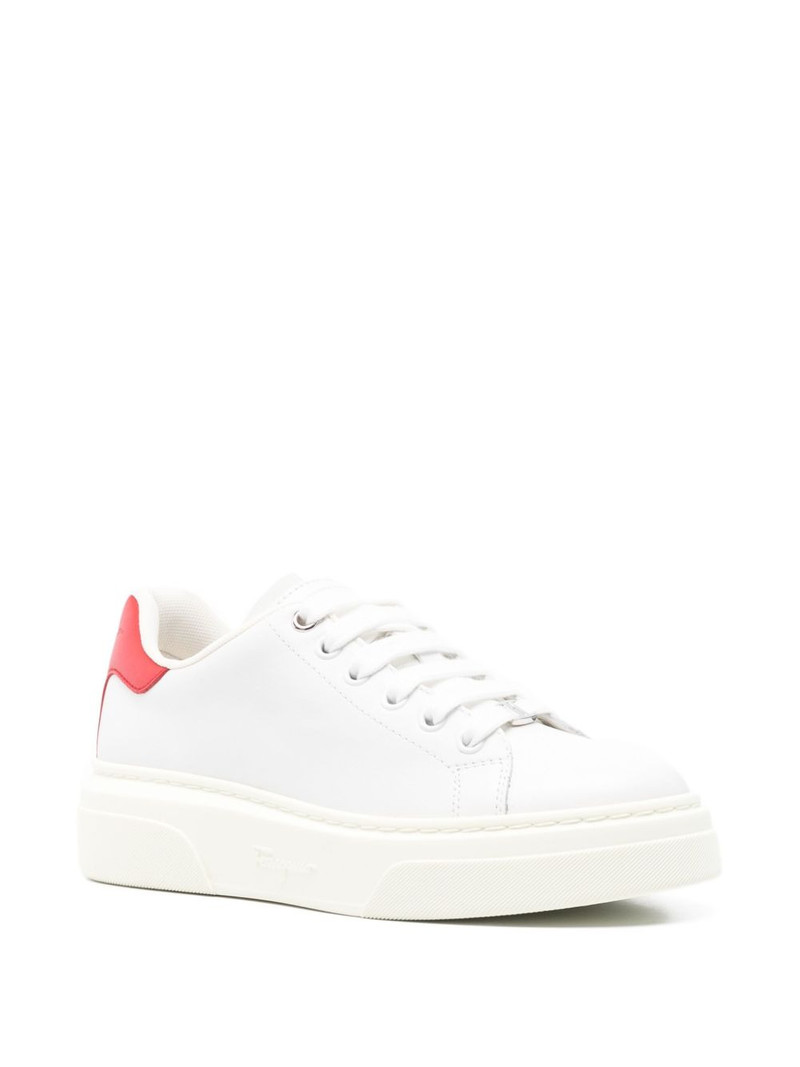 FERRAGAMO leather lace-up low-top sneakers outlook
