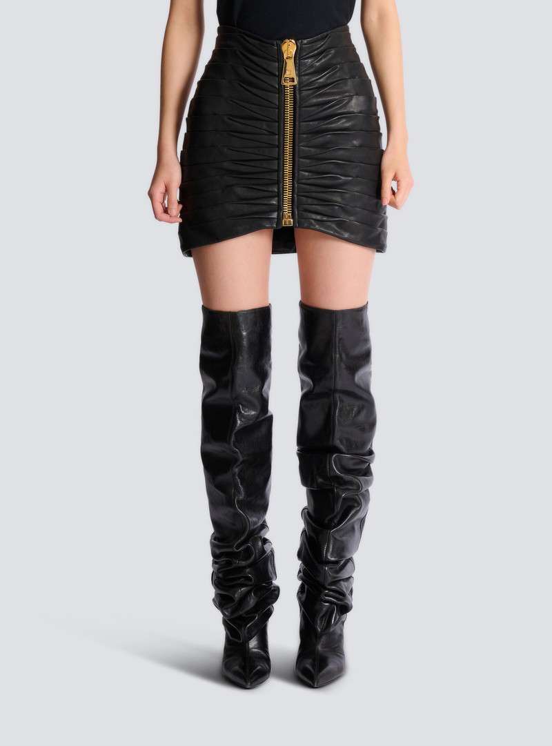 Short pleated lambskin skirt 5