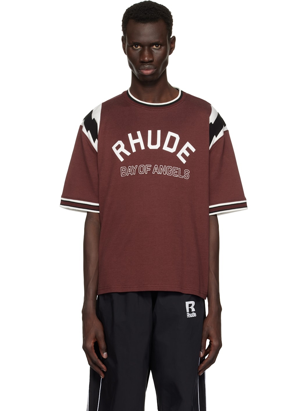 Burgundy '' Lightning Ringer Jersey T-shirt - 1