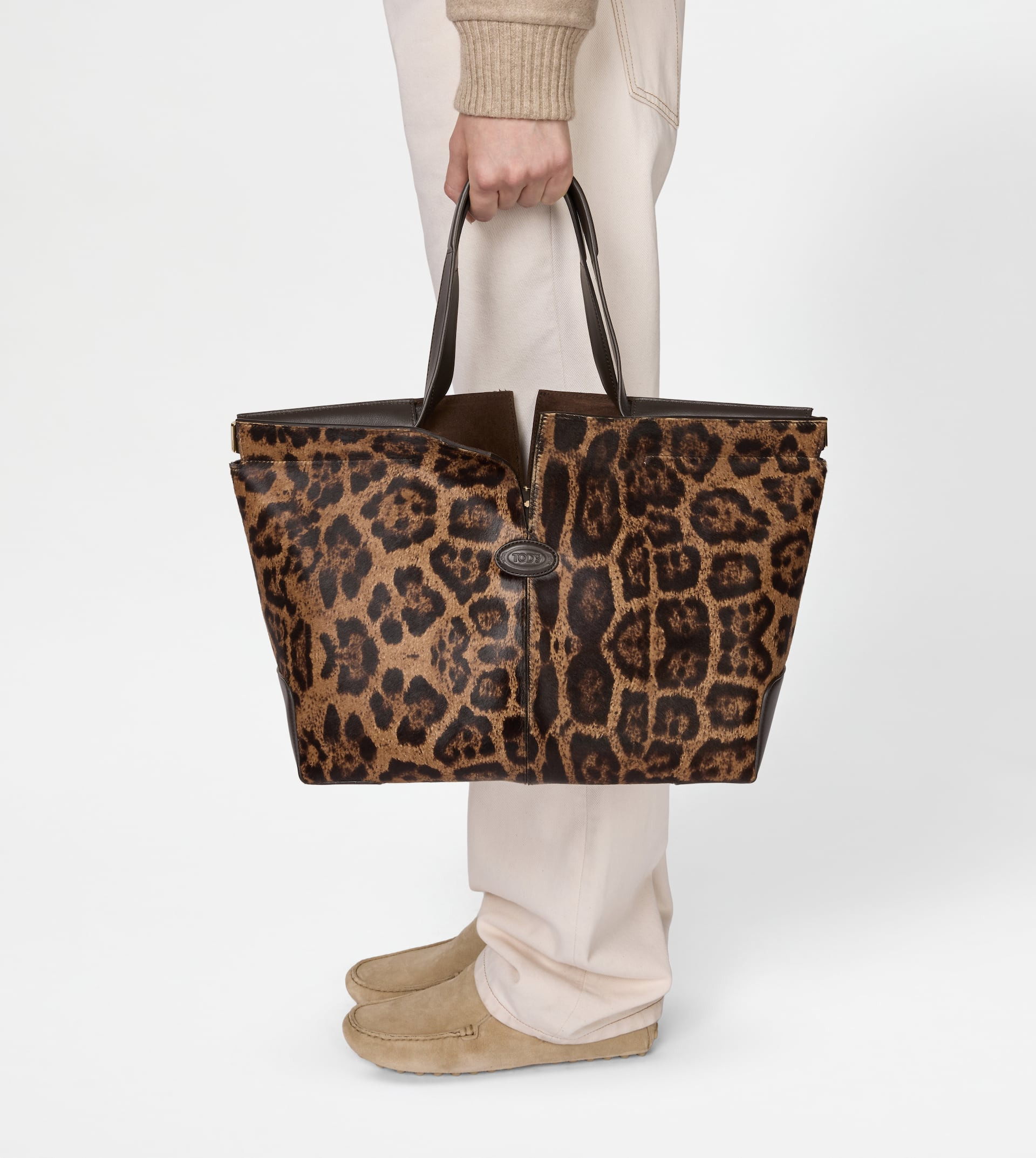 TOD'S DI BAG FOLIO IN PONY EFFECT LEATHER MEDIUM-SMALL - BROWN - 7