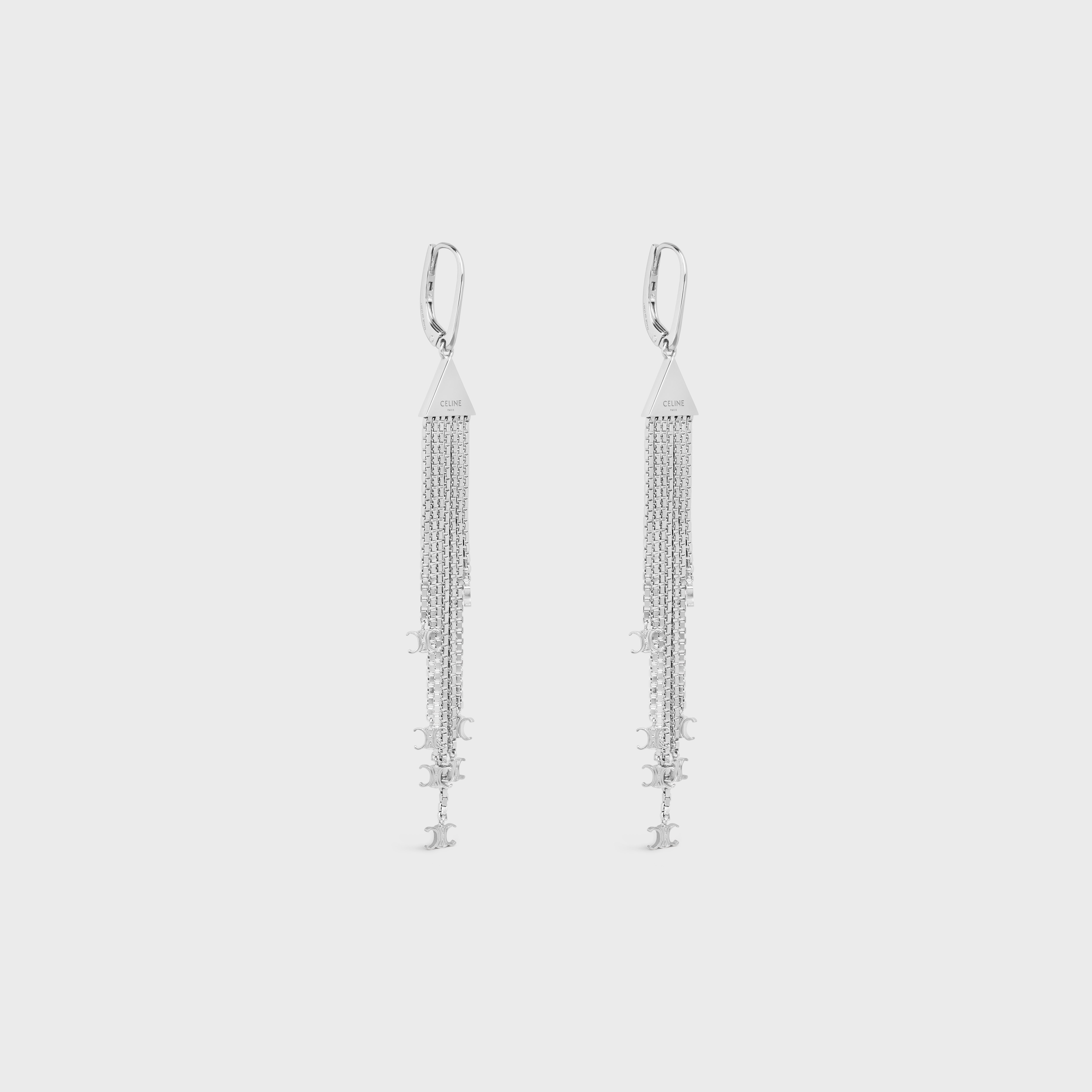 Triomphe Folk Fringe Earrings in Brass with Rhodium Finish - 2