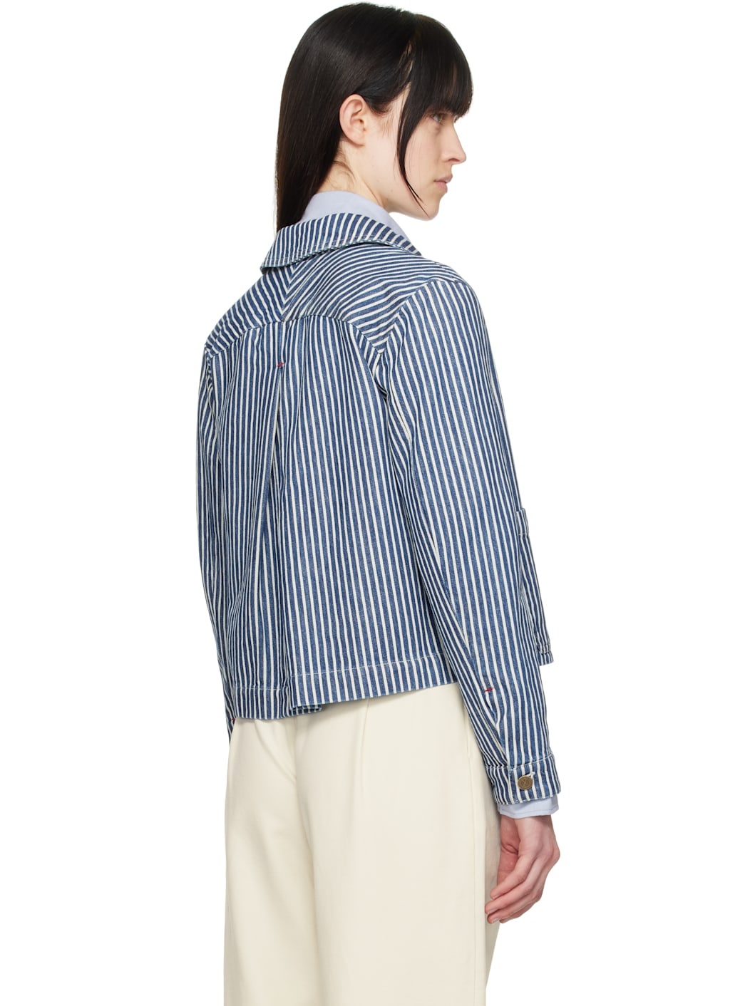 A. P.C. Blue & White Frida Denim Jacket - 3