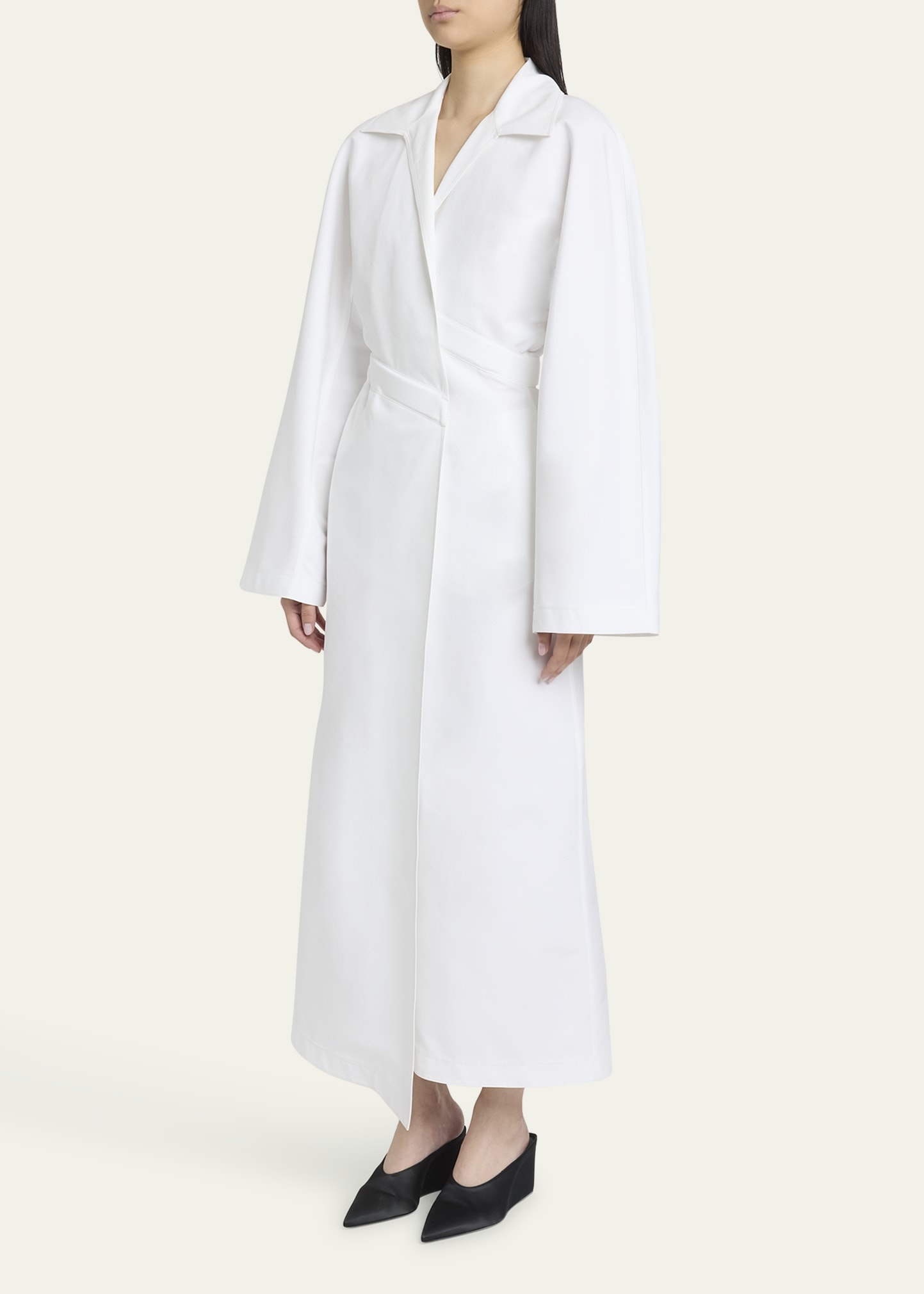 Long Wrap Poplin Shirtdress - 4