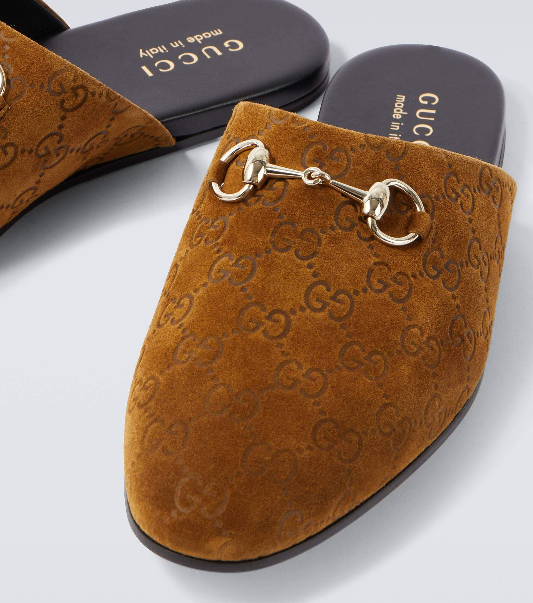 GG Horsebit suede mules - 3