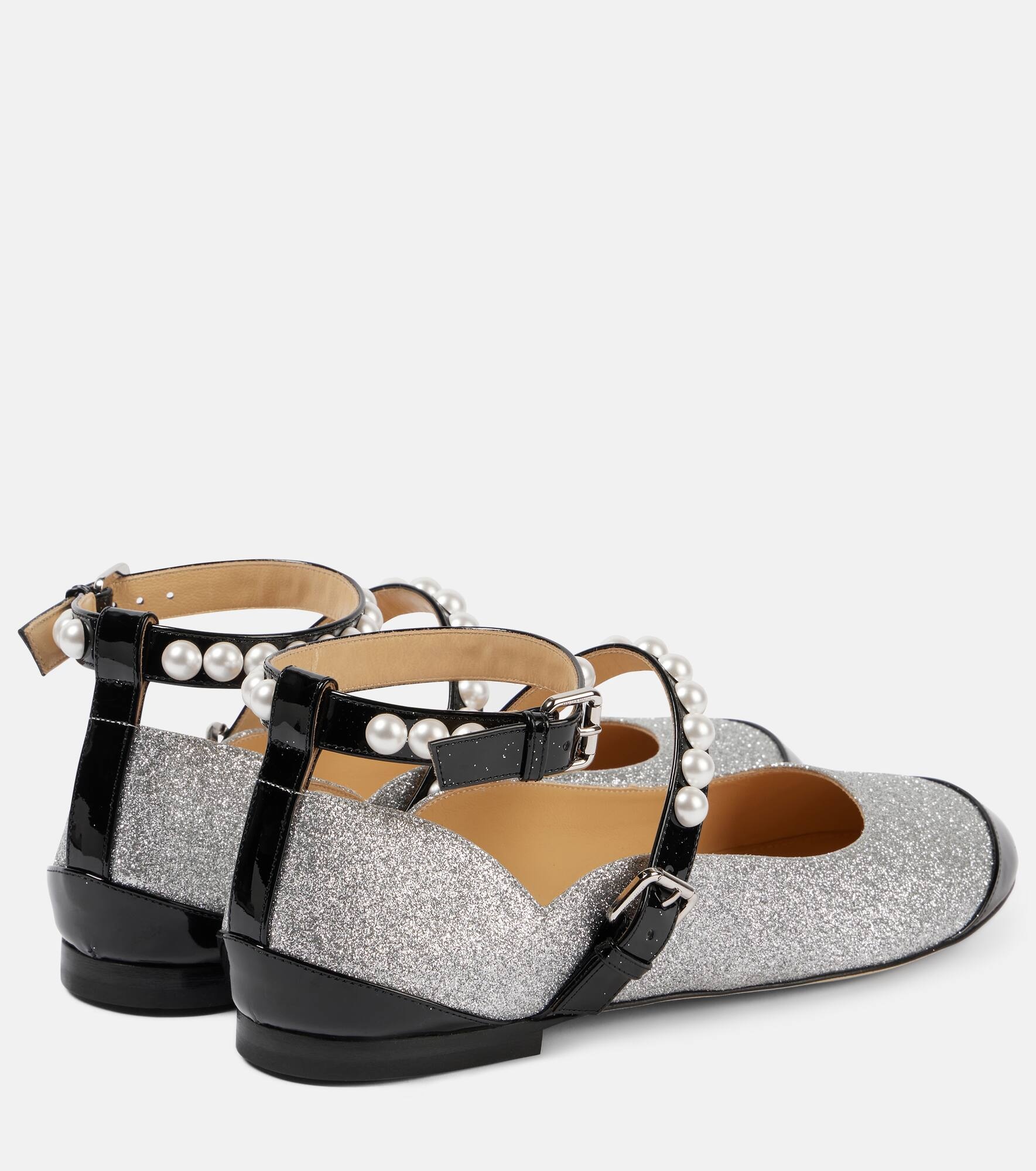 Embellished glitter Mary Jane flats - 3