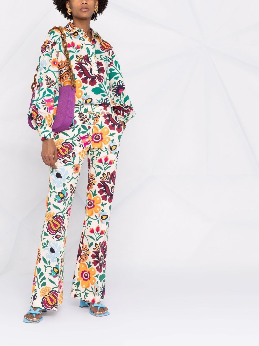 graphic-print flared trousers - 2