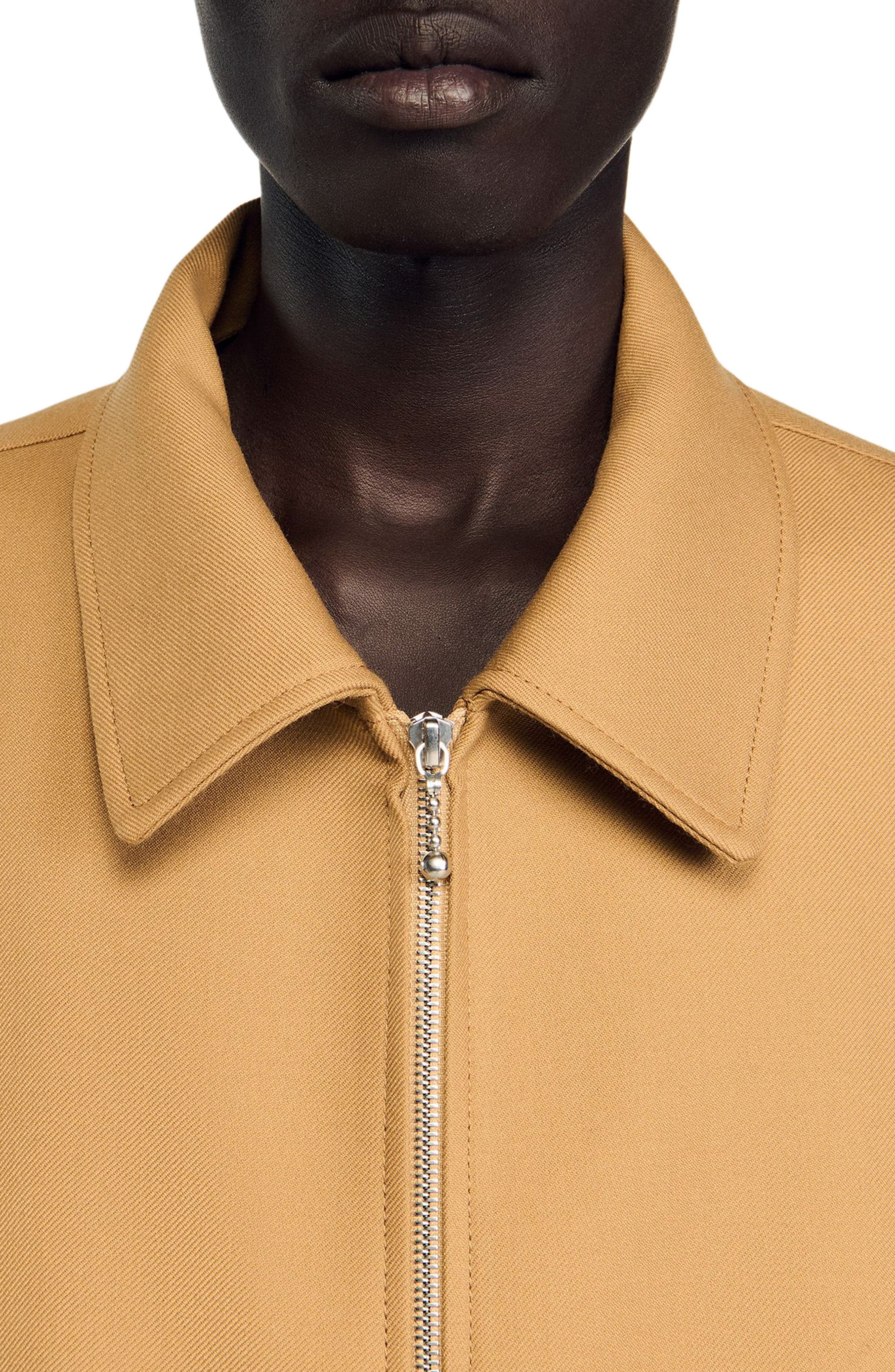 SANDRO Zip-up jacket in Camel at Nordstrom - 5