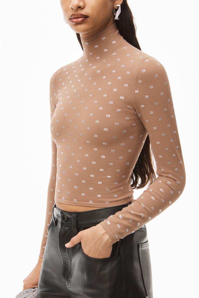 HOTFIX LOGO TURTLENECK IN CRYSTAL NYLON 3