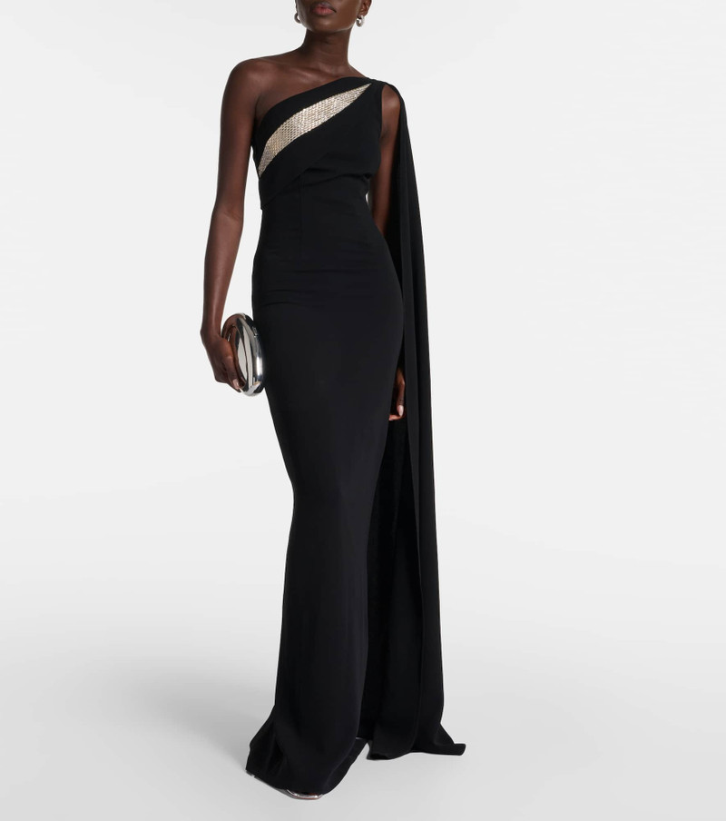 ROLAND MOURET Embellished one-shoulder cady gown outlook
