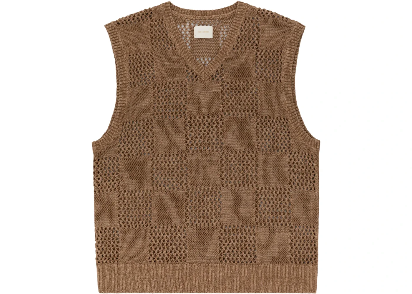 Aime Leon Dore Checkered Linen Vest Brown - 1