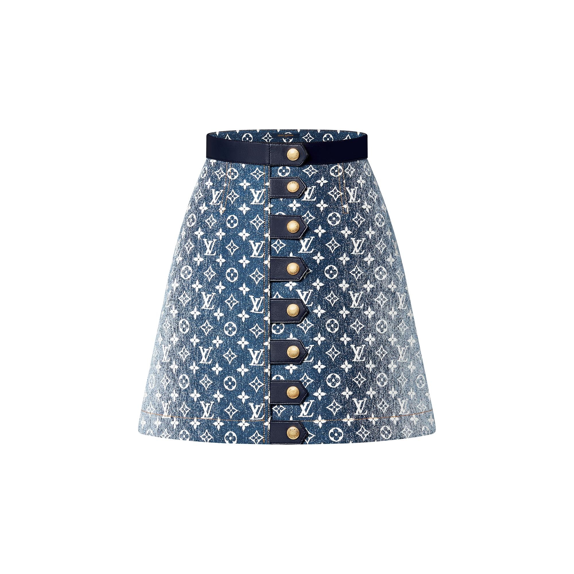 Monogram Jacquard Denim A-Line Skirt - 1