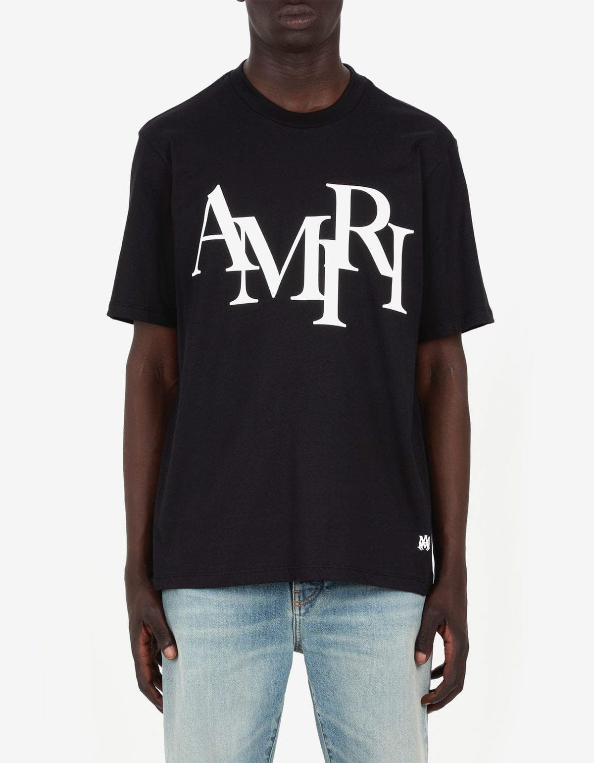 Amiri Black Staggered Logo T-Shirt - 2