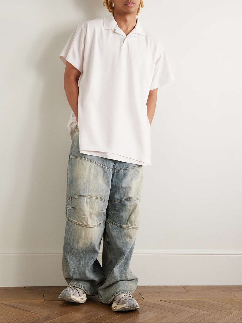 BALENCIAGA Oversized Layered Logo-Embroidered Cotton-Piqué Polo Shirt outlook