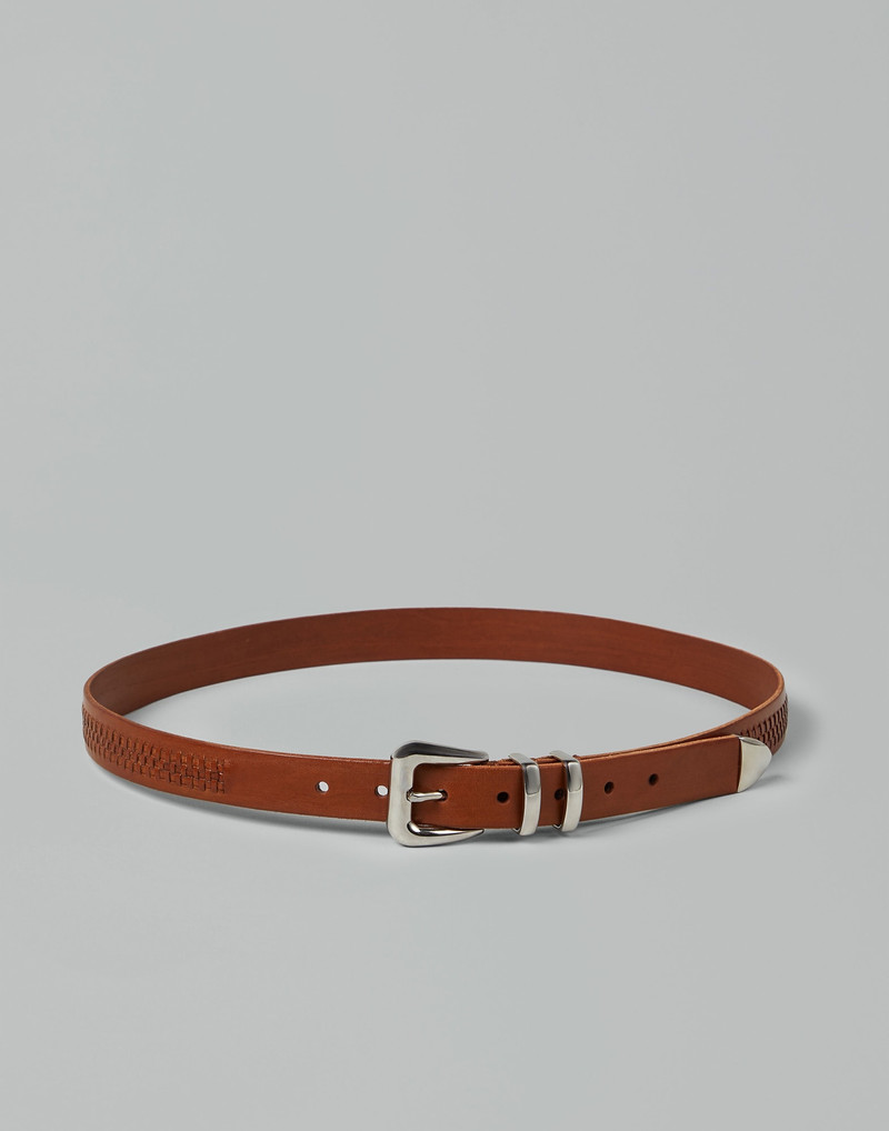 꼰 장식을 가진 Calfskin 벨트 - 1