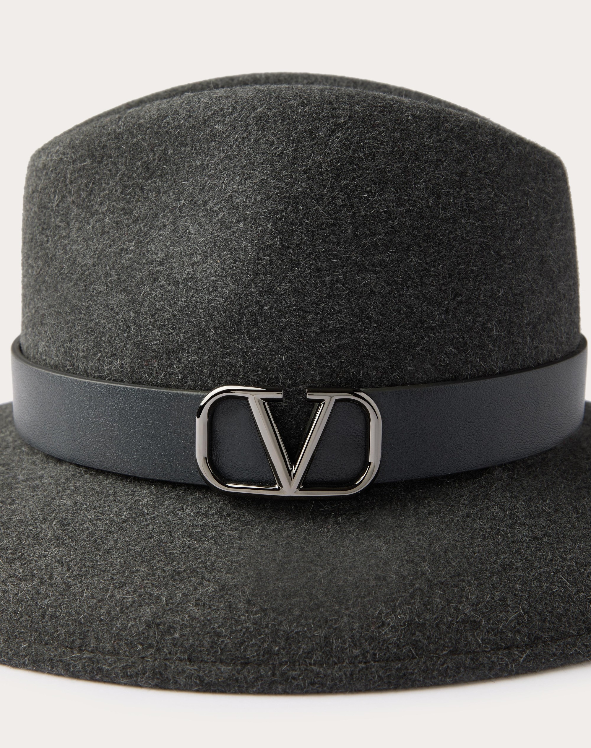 VLOGO SIGNATURE RABBIT FUR AND LEATHER FEDORA HAT - 2