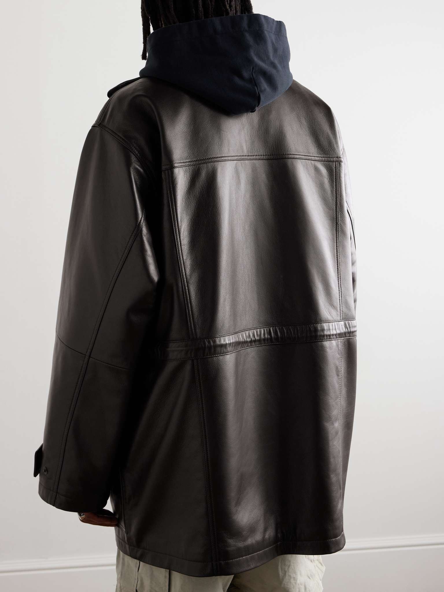 Oversized Padded Leather Jacket - 4