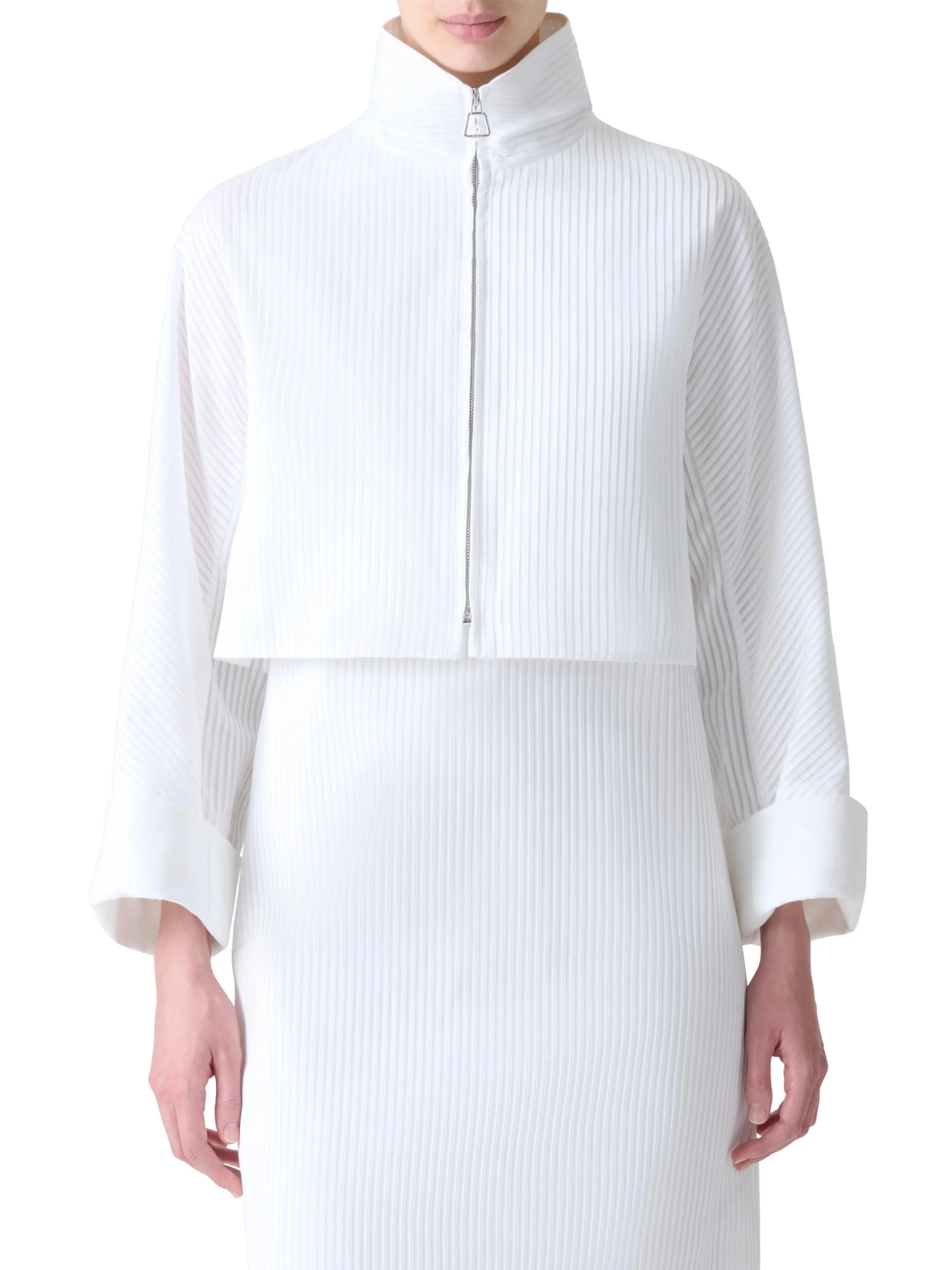 Women's Mimi Stitched Pleat Cotton Voile Jacket - White - 1