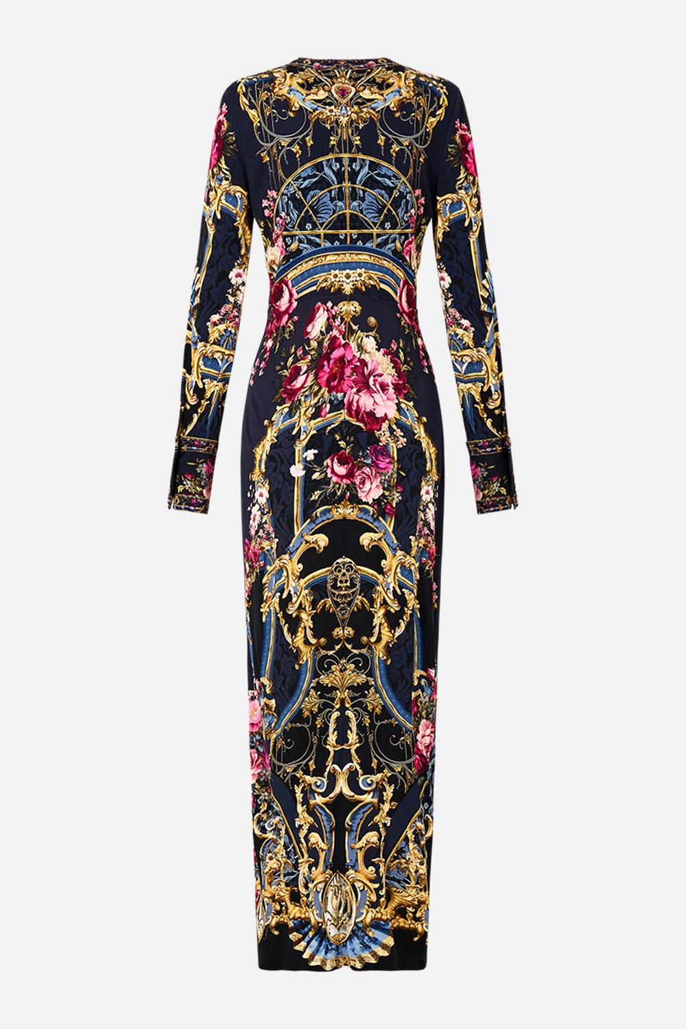 LONG V NECK TWIST FRONT JERSEY DRESS - 7