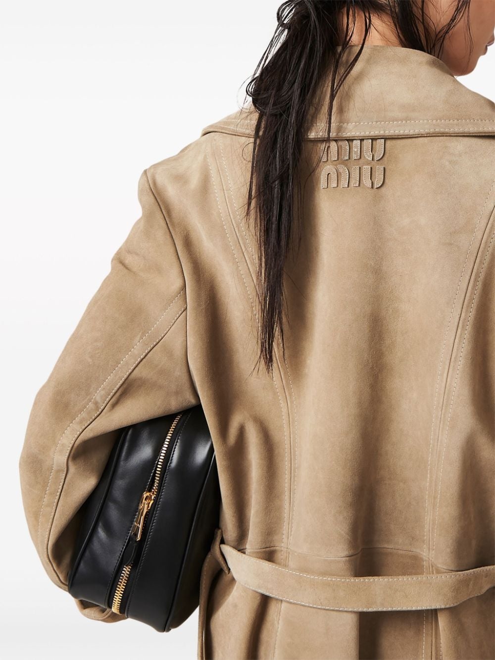 double-breasted suede coat - 4