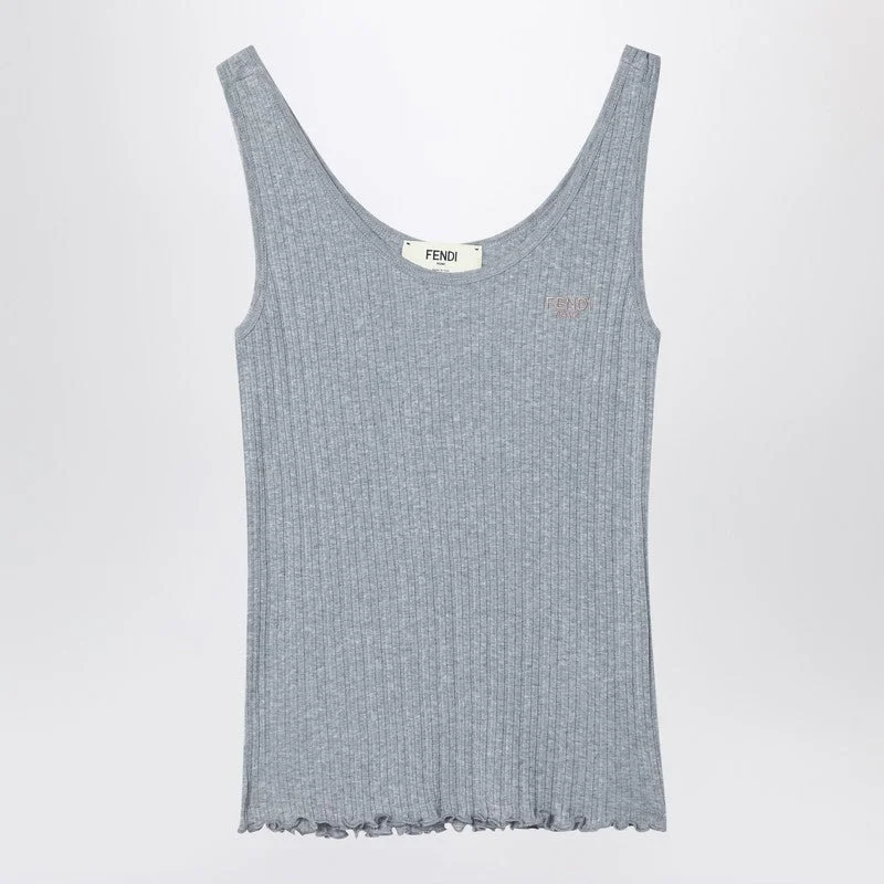 Fendi Grey Jersey Tank Top Women - 1