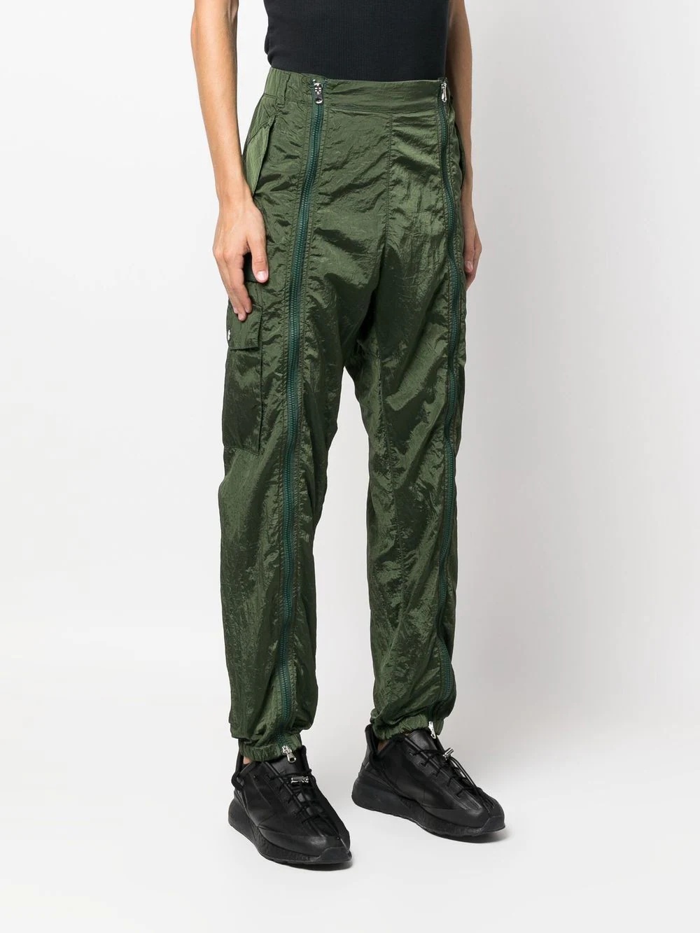 zipped technical fabric trousers - 3