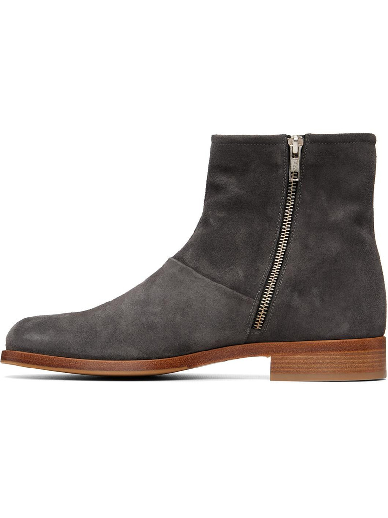 Common Projects Gray Zipper Suede Boots outlook