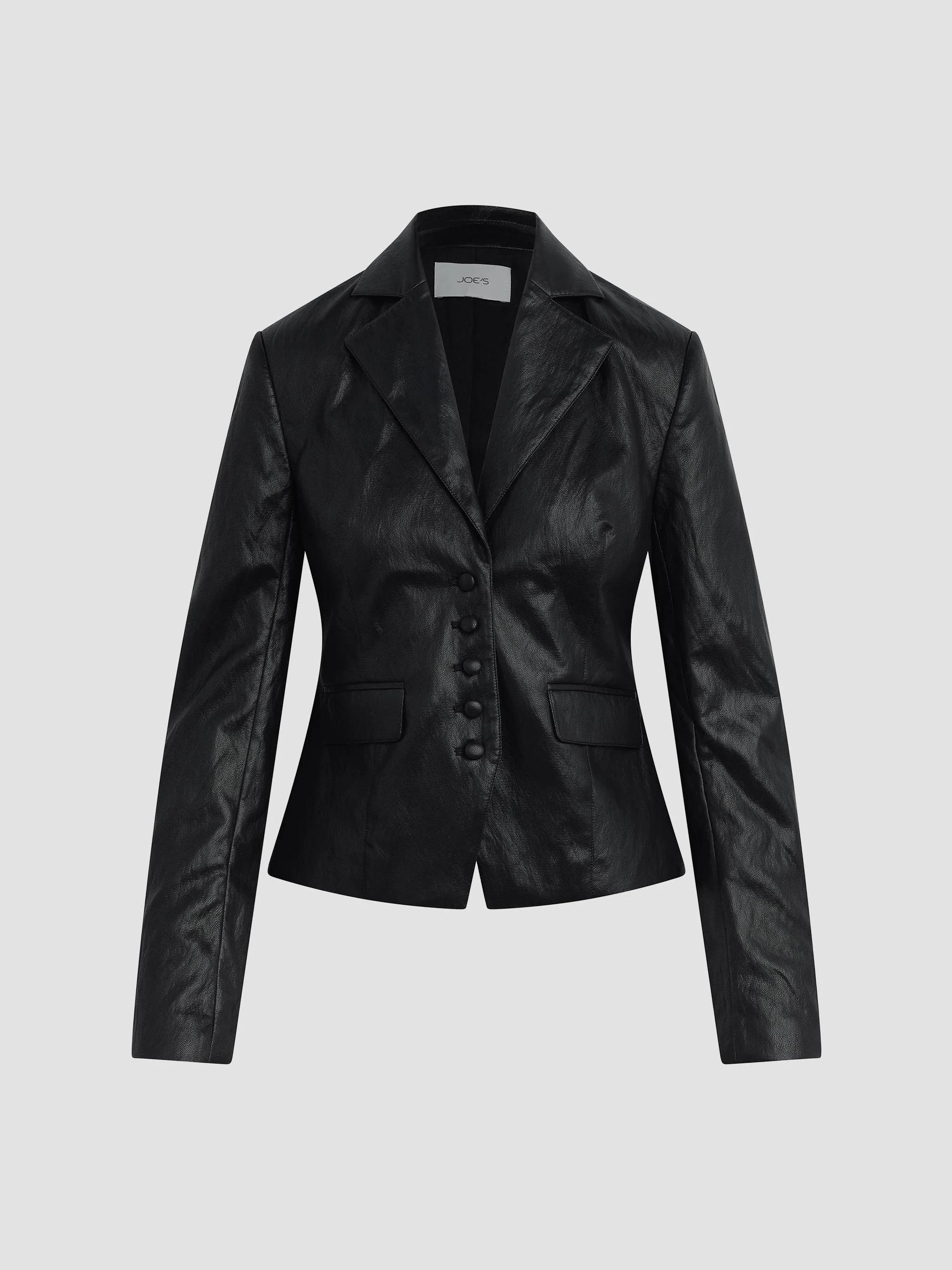 Women's The Fitted Faux Leather Blazer - Black - 1