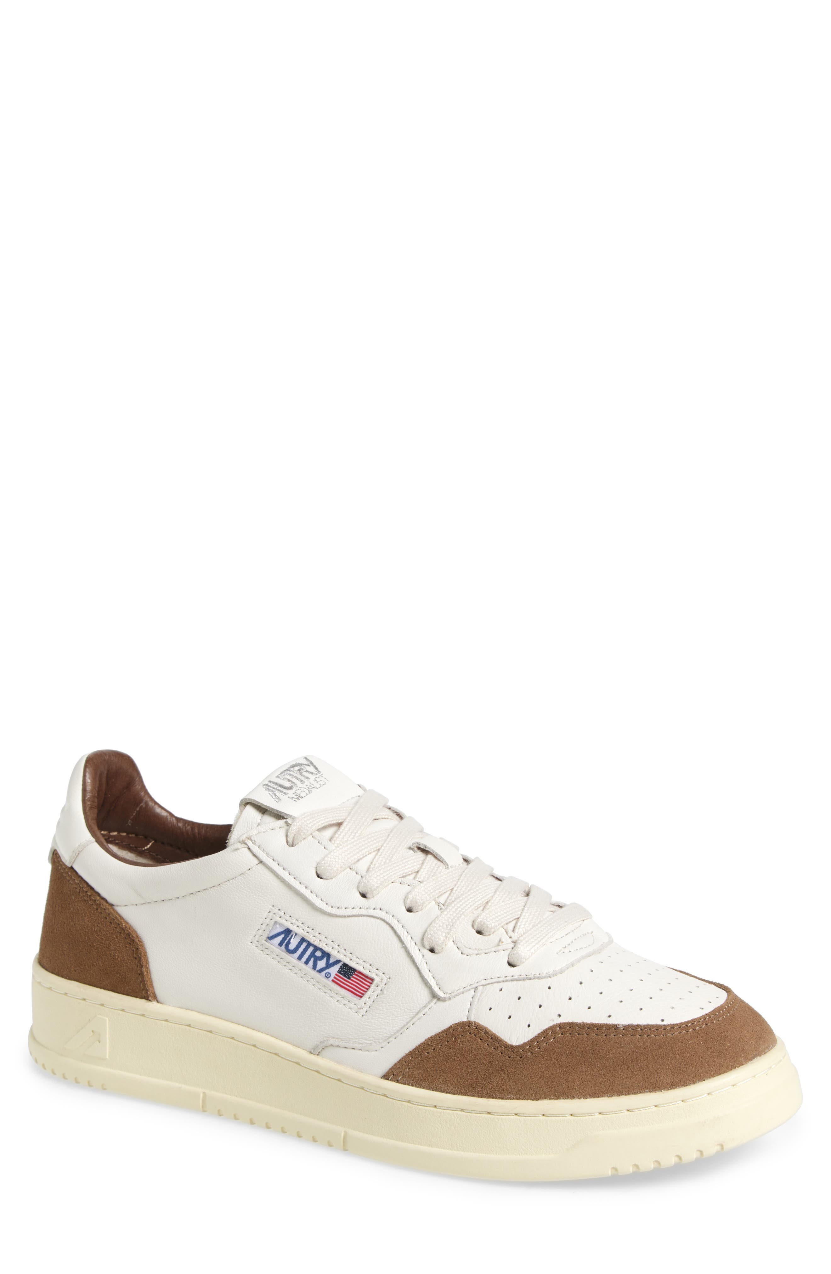 AUTRY Medalist Low Sneaker in Goat/Suede White/Cigar at Nordstrom - 1