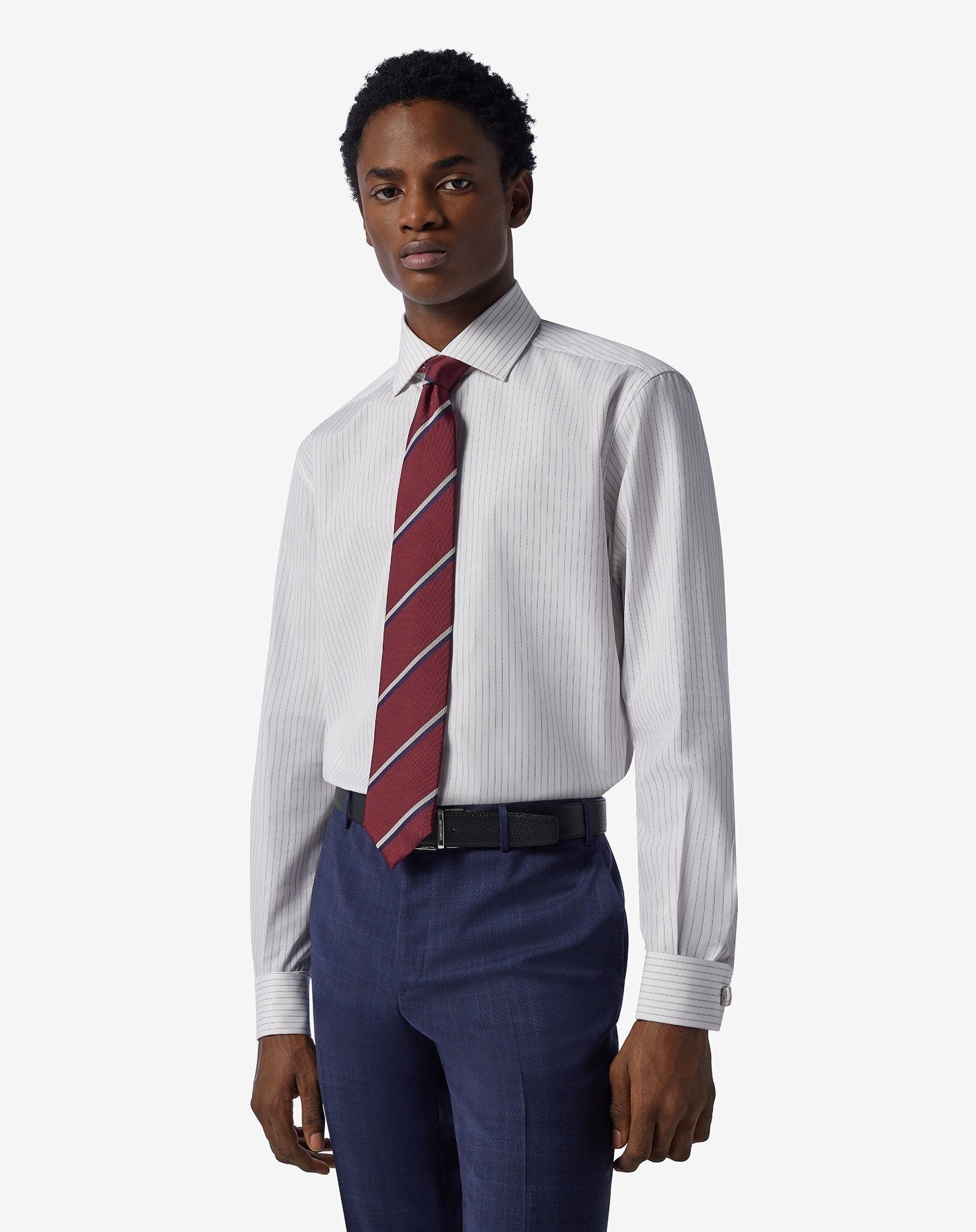Cotton shirt with brown and black stripes - 2