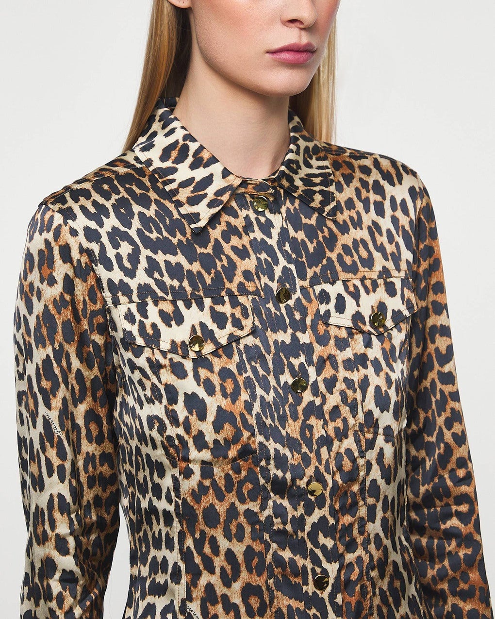 Printed Satin Shirt Leopard - 5