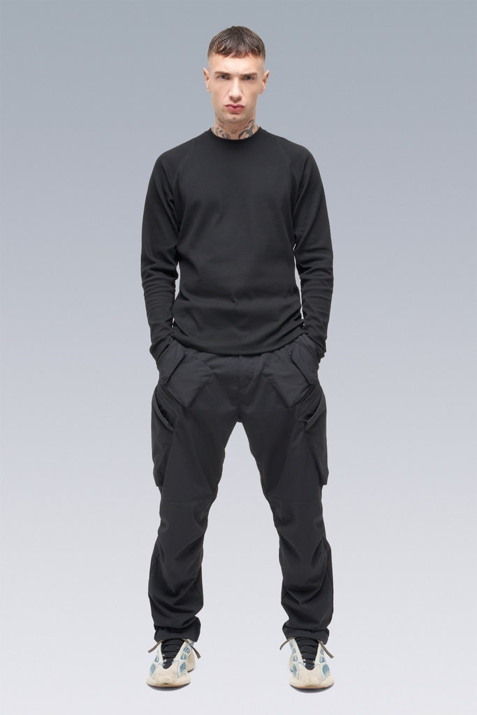 S27-PR Cotton Rib Longsleeve Shirt Black, Size: Medium - 8