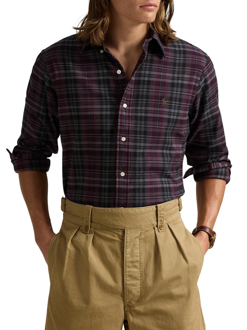 Men's Plaid Performance Twill Shirt - Wine Black Multi 3